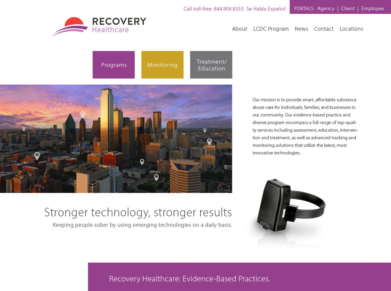 Recovery Monitoring Solutions Website Design